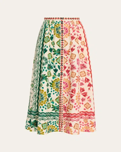 Saloni Judi B Printed Button-front Skirt In Multi