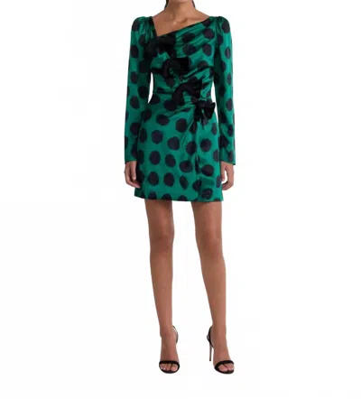 Saloni Kelly Mini B Dress In Emerald Giant Polka In Multi