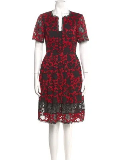 Pre-owned Saloni Lace Pattern Knee-length Dress In Red