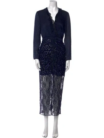 Pre-owned Saloni Lace Pattern Long Dress W/ Tags In Multi