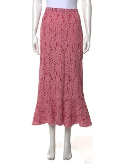 Pre-owned Saloni Lace Pattern Midi Length Skirt In Pink