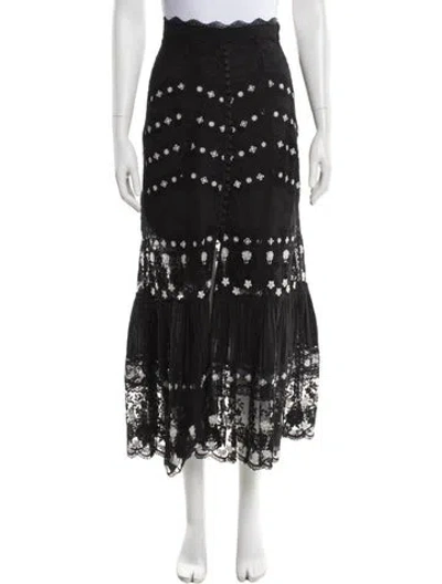 Pre-owned Saloni Lace Pattern Midi Length Skirt W/ Tags In Black