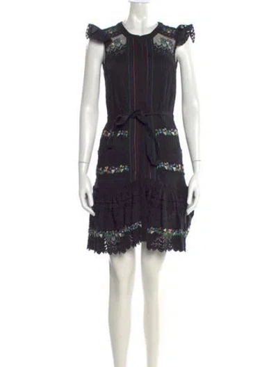 Pre-owned Saloni Lace Pattern Mini Dress In Multi