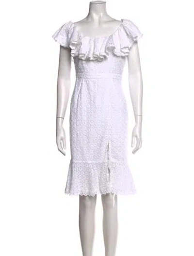 Pre-owned Saloni Lace Pattern Mini Dress In White