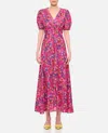 Saloni Lea Printed Long Dress In Pink