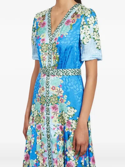 Saloni Lea Floral Dress In Blue
