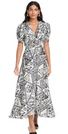 Saloni Lea Long Dress Alam Patchwork Cream In Alam Patchwork Cream