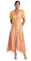 Saloni Long Silk Dress Lea In Carnival Stripe Plmt