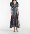 Saloni Lea Printed Long Dress In Multi
