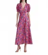 Saloni Lea Long Dress In Hidden Dragon In Pink