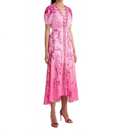 Saloni Lea Long Dress In Serramento In Pink
