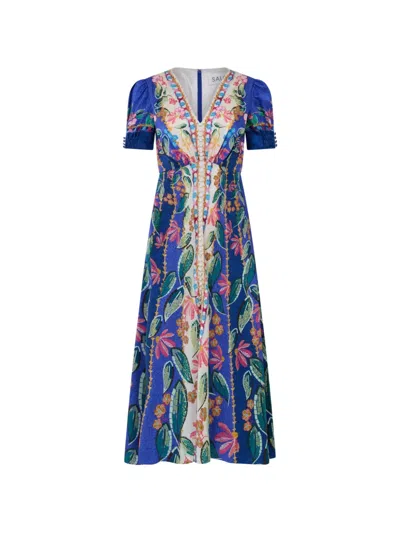 Saloni Lea Maxi Dress In Blue