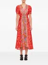 Saloni Lea Printed Silk-satin Midi Dress