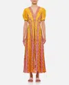 Saloni Lea Printed Long Dress In Yellow