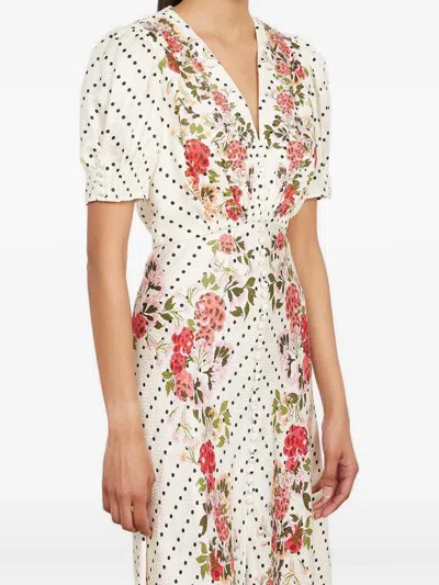 Saloni Lea Polka-dot Floral Dress In Multi