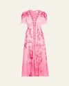 Saloni Lea Printed Silk-satin Midi Dress In 2275-floral Serramento Plmt