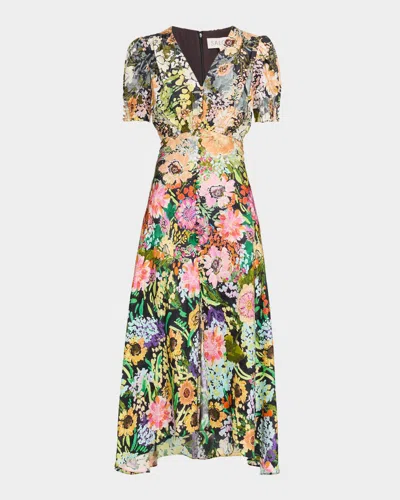 Saloni Lea Printed Long Dress In Multi