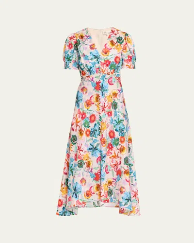 Saloni Lea Printed Long Dress In Multi