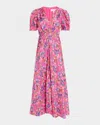 Saloni Lea Printed Long Dress In Rani Hidden Dragon