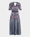 Saloni Lea Printed Satin Shirtdress In Multi