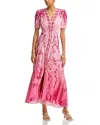 Saloni Lea Printed Silk-satin Midi Dress In Floral Serramento