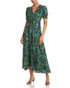 Saloni Lea Silk Dress In Green