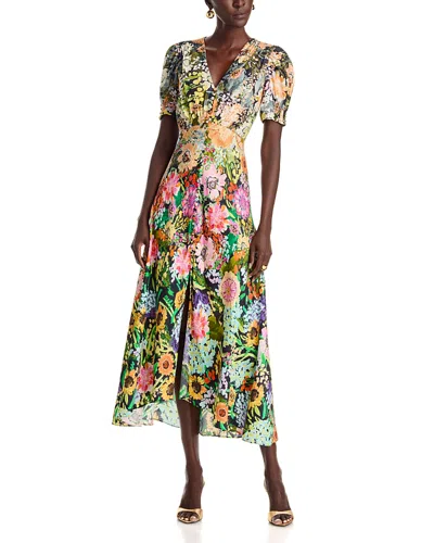 Saloni Lea Silk Dress In Multi