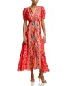 Saloni Lea Printed Silk-satin Midi Dress In Traceri Mosaic Placement