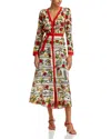 Saloni Leah Silk Belted Dress In Lantana Riviera Placemeny