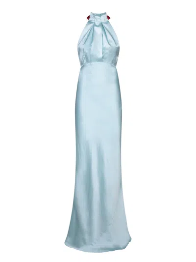 SALONI LIGHT BLUE HALTER LONG DRESS
