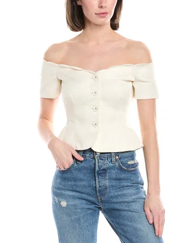 Saloni Linen & Silk-blend Top In White