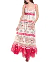 Saloni Linen Bodice Silk-blend Maxi Dress In Multi