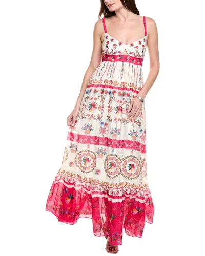 Saloni Linen Bodice Silk-blend Maxi Dress In Multi