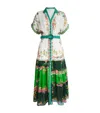 Saloni Riya Belted Pleated Floral-print Linen-voile Dress