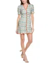 Saloni Marlee Embroidered Printed Linen Mini Dress In Green