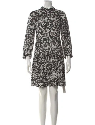 Pre-owned Saloni Linen Mini Dress In Black