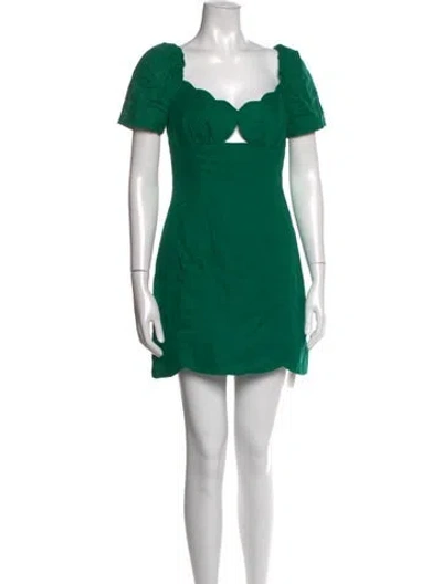 Pre-owned Saloni Linen Mini Dress In Green