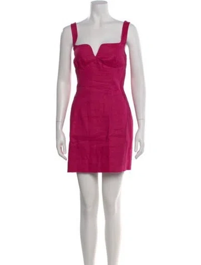 Pre-owned Saloni Linen Mini Dress In Pink