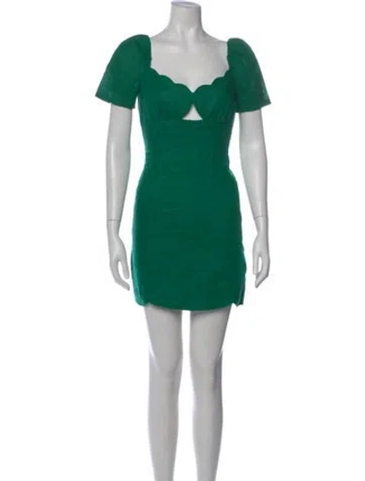 Pre-owned Saloni Linen Mini Dress W/ Tags In Green