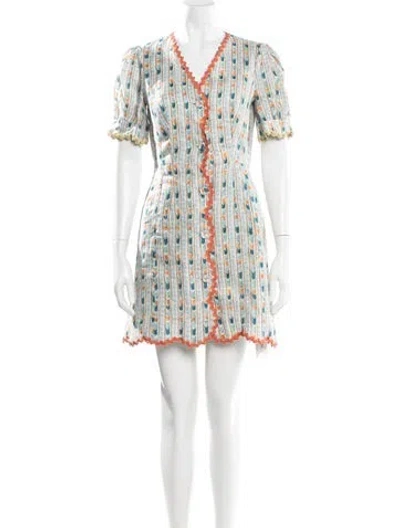 Pre-owned Saloni Linen Mini Dress W/ Tags In White