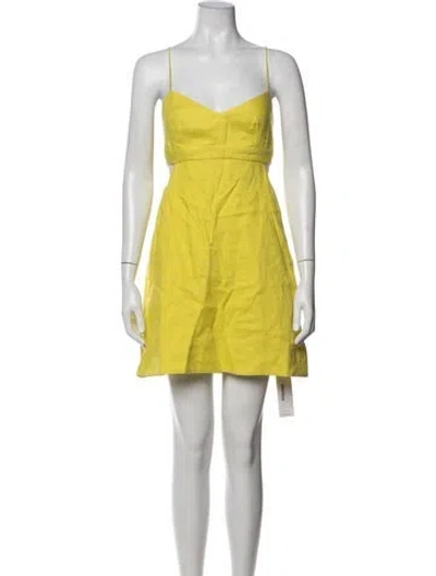 Pre-owned Saloni Linen Mini Dress W/ Tags In Yellow