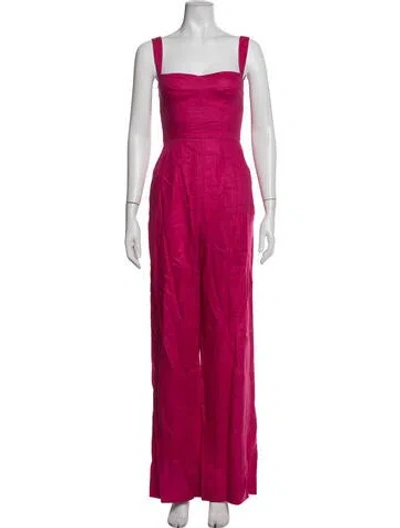 Pre-owned Saloni Linen Square Neckline Jumpsuit W/ Tags In Pink