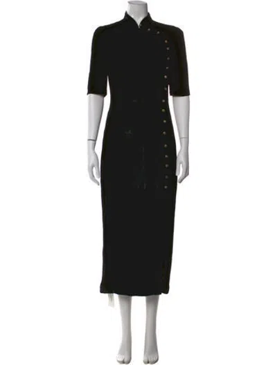 Pre-owned Saloni Long Dress In Black
