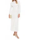 Saloni Marta High Neck Maxi Dress In Pearl In White