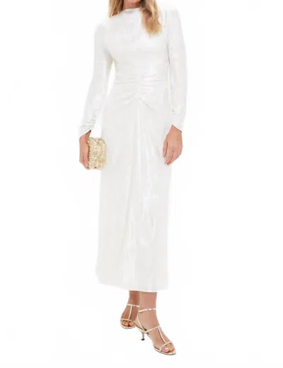 Saloni Marta High Neck Maxi Dress In Pearl In White