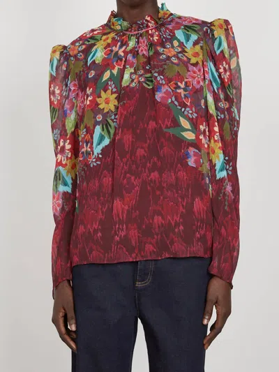 Saloni Mel-b Top In Astilbe Bouquet In Multi