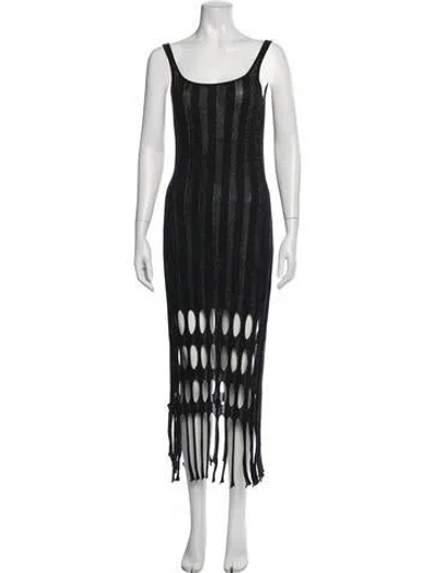 Pre-owned Saloni Merino Wool Long Dress In Black
