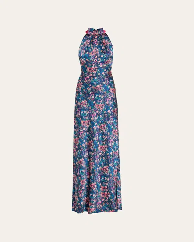 Saloni Michelle High-neck Gown In Navy Hidden Dragon