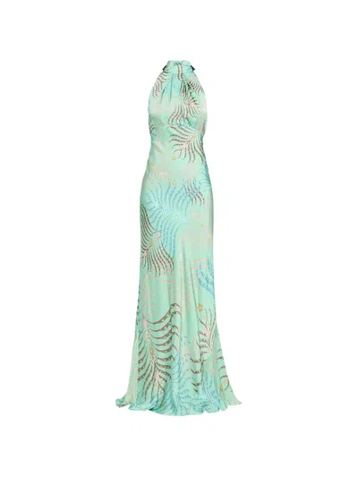 Saloni Michelle High-neck Gown In Green