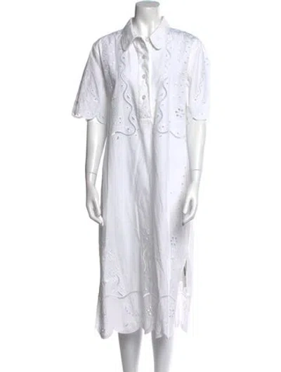 Pre-owned Saloni Midi Length Dress In White